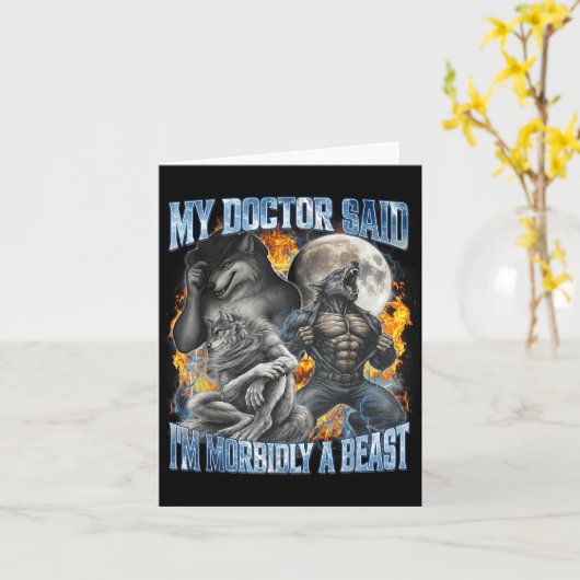 My Doctor Said I'm Morbidly A Cool Funny Werewolf カード (黄色い花)