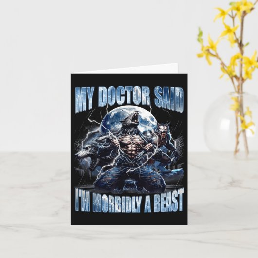 My Doctor Said I'm Morbidly A Cool Funny Werewolf  カード (黄色い花)