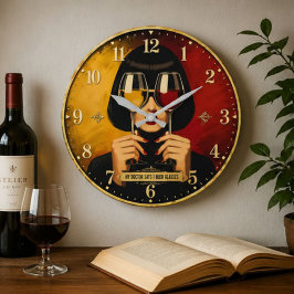 My Doctor Says I Need Glasses Wine Lover ラージ壁時計