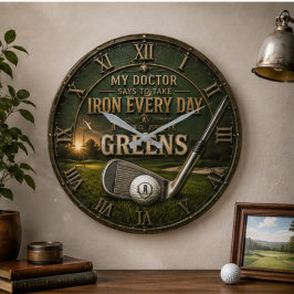 My Doctor Says to Take Iron Every Day Golf ラージ壁時計
