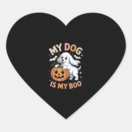 My Dog is My Boo Funny Halloween ハートシール (正面)