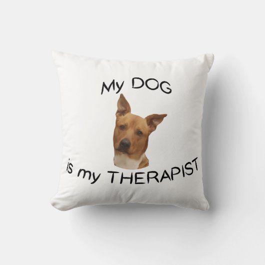 My Dog is my Therapist Throw Pillow クッション (正面)