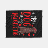My Dog Is My Valentine Chocolate Labrador Valentin フリースブランケット (正面(横))