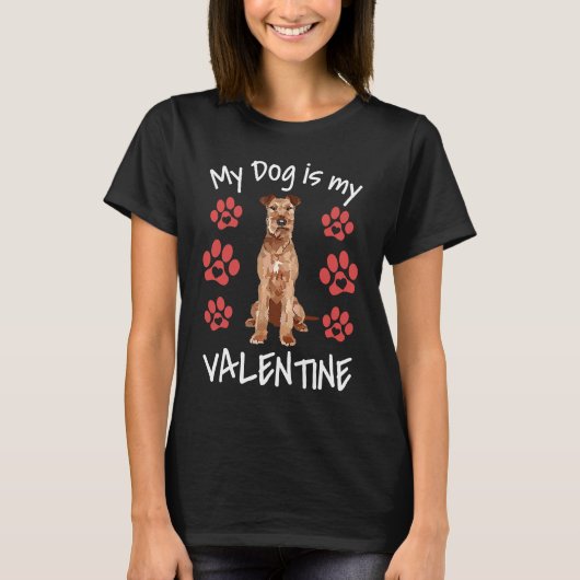 My Dog Is My Valentine Cute Irish Terrier Dog Paw  Tシャツ (正面)