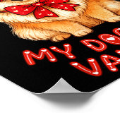 My Dog Is My Valentine Cute Meranian With Heart Gl ポスター (角)