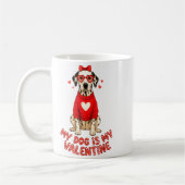 My Dog Is My Valentine Dalmatian Heart Gles Bow Do コーヒーマグカップ (左)