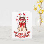 My Dog Is My Valentine Husky Heart Gles Valentines カード (黄色い花)
