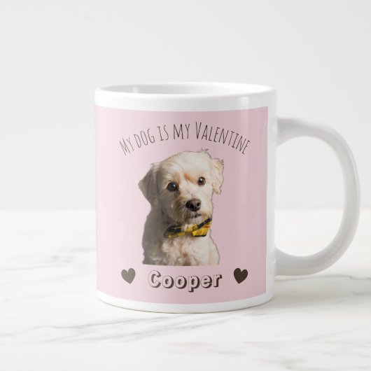 My Dog Is My Valentine – Personalized Pet  ジャンボコーヒーマグカップ (右)