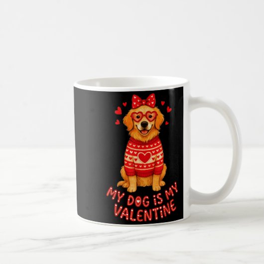 My Dog Is My Valentine Retriever Heart Gles Dog Mo コーヒーマグカップ (右)