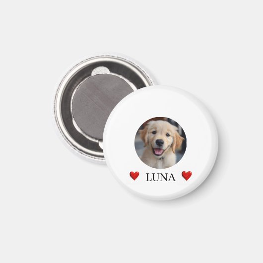 My Dog Personalized Photo & Name & Hearts Magnet マグネット (正面/裏面)