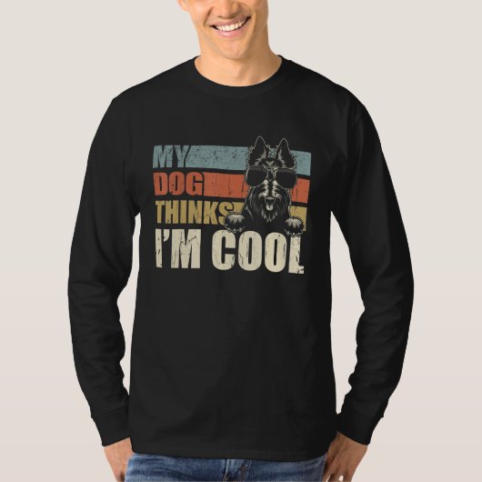 My Dog Thinks I'm Cool Scottish Terrier  Retro Dad Tシャツ (正面)