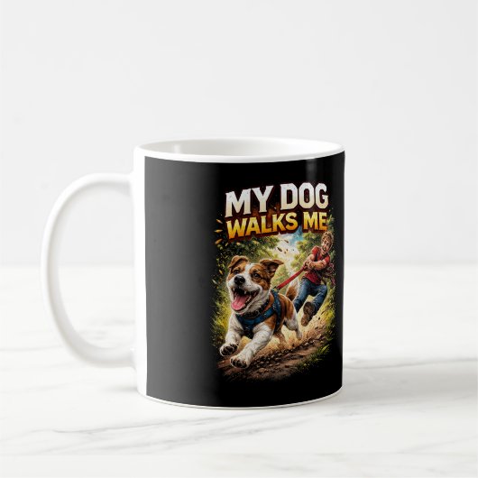 My Dog Walks Me コーヒーマグカップ (左)