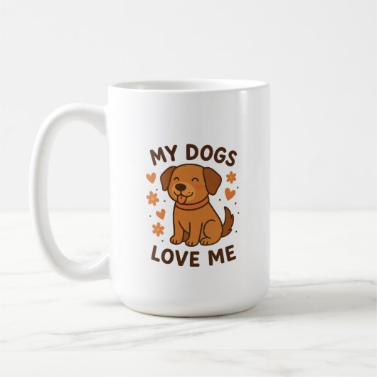 My Dogs Love Me Cute Dog Lover Quote コーヒーマグカップ (左)