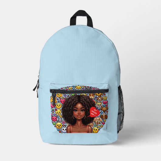 My EmojisとIプリントカットソーバッグ プリントバックパック (正面)