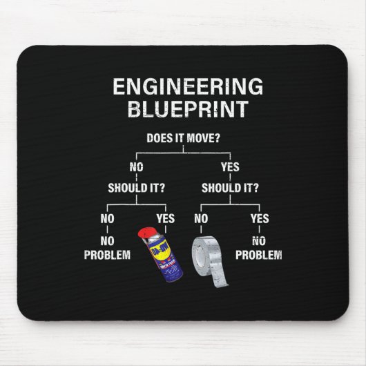 My Engineering Blueprint - Funny Engineer  マウスパッド (正面)