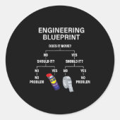 My Engineering Blueprint - Funny Engineer  ラウンドシール (正面)