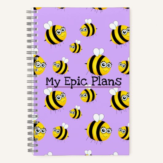 My Epic Plans, Cute Cartoon Bee ノートブック (正面)