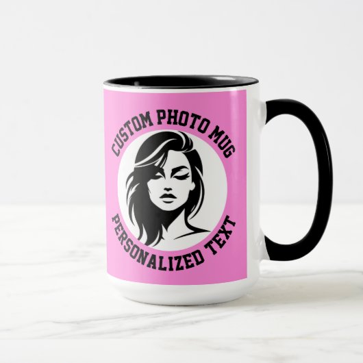 My Face on a CARNATION PINK Large Custom Combo Mug マグカップ (右)