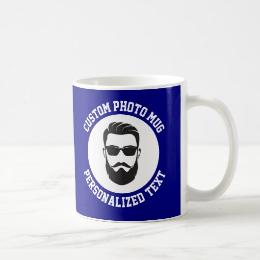 My Face on a Custom Mug NAVY BLUE コーヒーマグカップ (右)