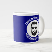 My Face on a NAVY BLUE Custom ジャンボコーヒーマグカップ (正面右)