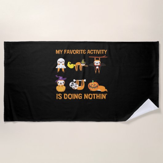 My Favorite Activity Is Doing Nothin' Retro Sloth ビーチタオル (正面)