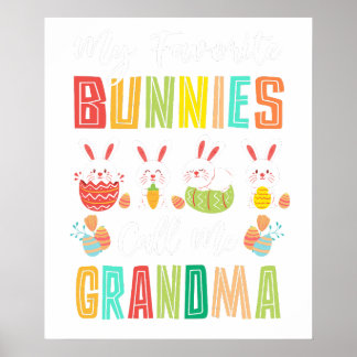 my favorite bunnies call me grandma, retro, vintag ポスター