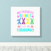 My Favorite Bunnies Call Me Grandma Shirt Cute Eas キャンバスプリント (インサイチュ (ウッドフロア))