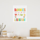 my favorite bunnies call me librarian, retro, vint ポスター (キッチン)