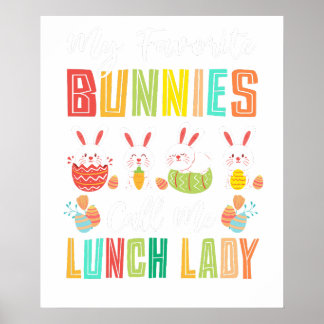 my favorite bunnies call me lunch lady, retro, vin ポスター
