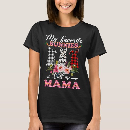 My Favorite Bunnies Call Me Mama Easter Leopard Tシャツ (正面)