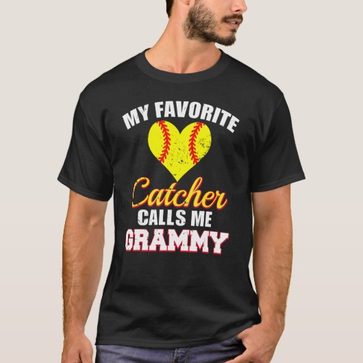 My Favorite Catcher Calls Me Grammy Catcher Softba Tシャツ (正面)
