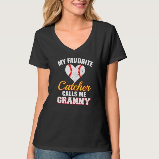My Favorite Catcher Calls Me Granny Catcher Baseba Tシャツ (正面)