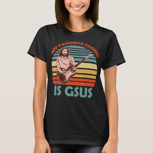My Favorite Chord Is Gsus Jesus Guitarist Guitar V Tシャツ (正面)