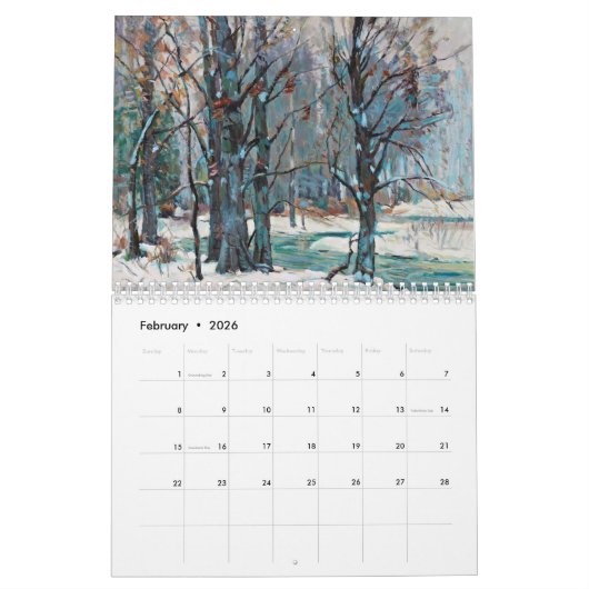 My Favorite Paintings – 2026 Calendar カレンダー (2月 2026)