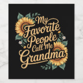My Favorite People Call Me Grandma Mother's Day ワインラベル (シングルラベル)