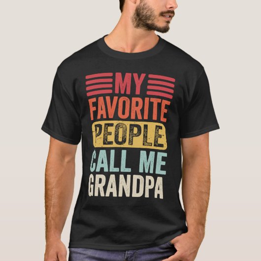 My Favorite People Call Me Grandpa Men Retro Vinta Tシャツ (正面)