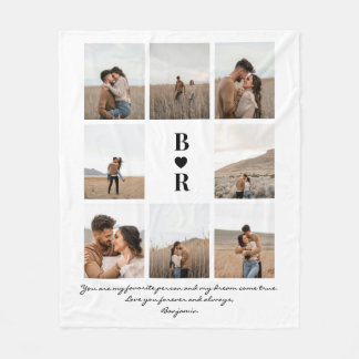 My Favorite Person Modern Script 8 Photo Monogram フリースブランケット