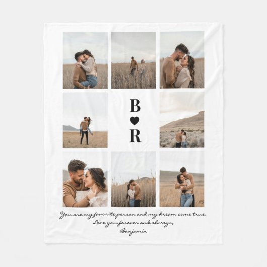 My Favorite Person Modern Script 8 Photo Monogram フリースブランケット (正面)