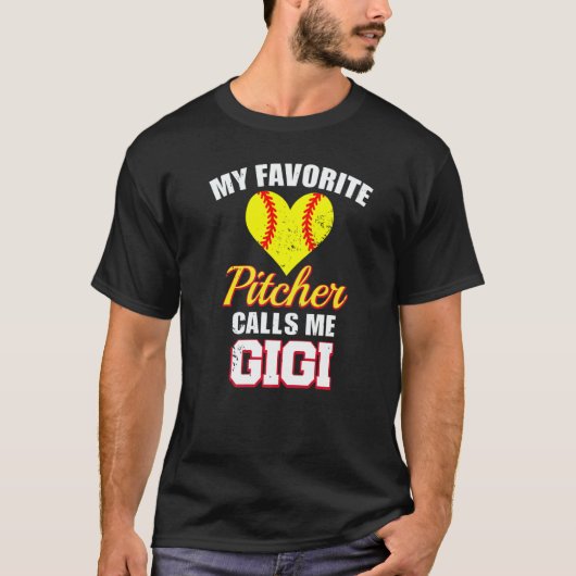 My Favorite Pitcher Calls Me Gigi Pitcher Softball Tシャツ (正面)