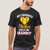 My Favorite Pitcher Calls Me Grammy Pitcher Softba Tシャツ (正面)