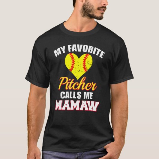 My Favorite Pitcher Calls Me Mamaw Pitcher Softbal Tシャツ (正面)