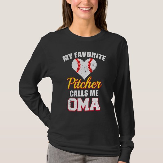 My Favorite Pitcher Calls Me Oma Pitcher Baseball Tシャツ (正面)