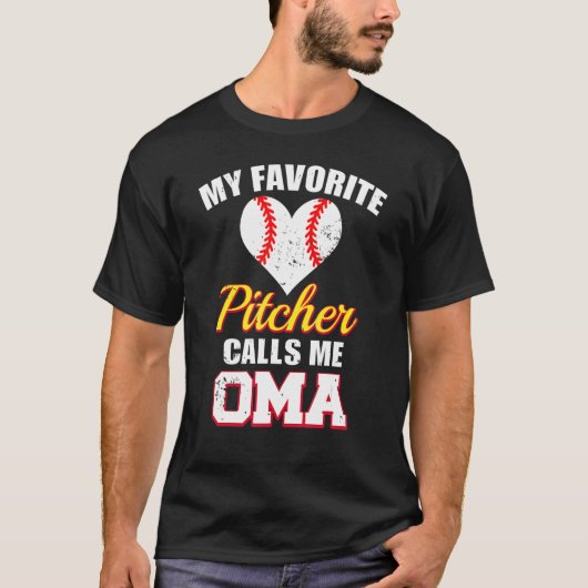 My Favorite Pitcher Calls Me Oma Pitcher Baseball  Tシャツ (正面)