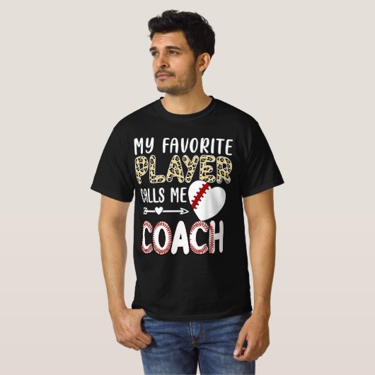 My Favorite Player Calls Me Coach Baseball Heart Tシャツ (正面フル)