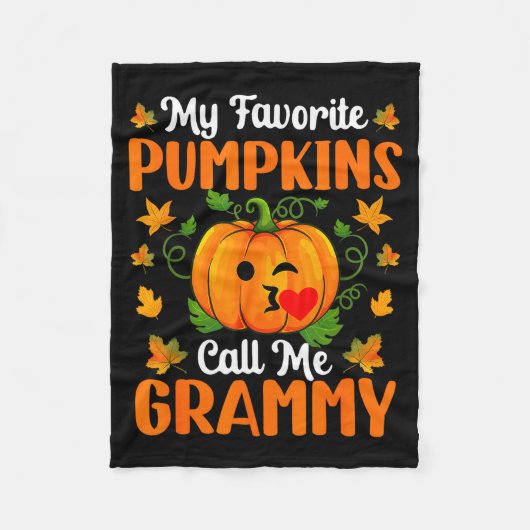 My Favorite Pumpkins Call Me Grammy Shirt Funny Ha フリースブランケット (正面)