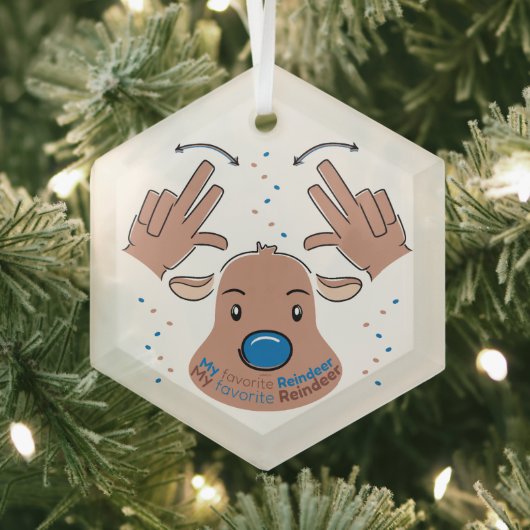 My favorite Reindeer in Sign Language ガラスオーナメント (インサイチュ)