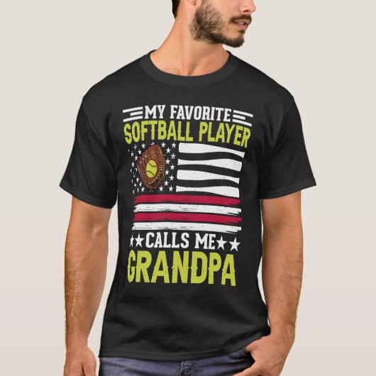 My Favorite Softball Player Calls Me grandpa Ameri Tシャツ (正面)