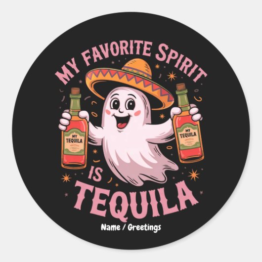 My Favorite Spirit Is Tequila Halloween Drinking ラウンドシール (正面)