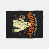 My Favorite Srit Is Whiskey Funny Ghost Halloween  フリースブランケット (正面(横))