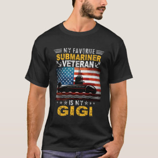 My Favorite Submarine Veteran Is My Gigi US Flag V Tシャツ